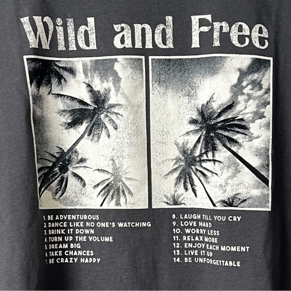 WILDFOX Wild and Free Classic T-Shirt Short Sleeve Gray & Cream L NWT - Picture 3 of 6